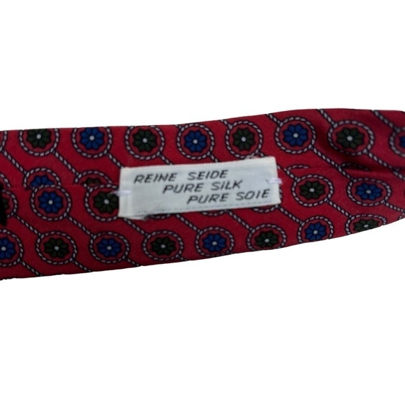 PACO RABANNE Red Silk Retro Floral and Chain Pattern Tie - Picture 6 of 7